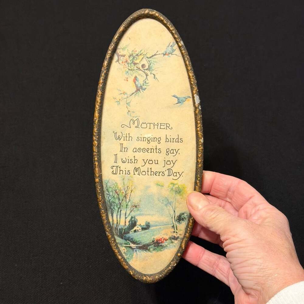 Vintage Mother's Day Poem Oval Framed Wall Motto 8.25”